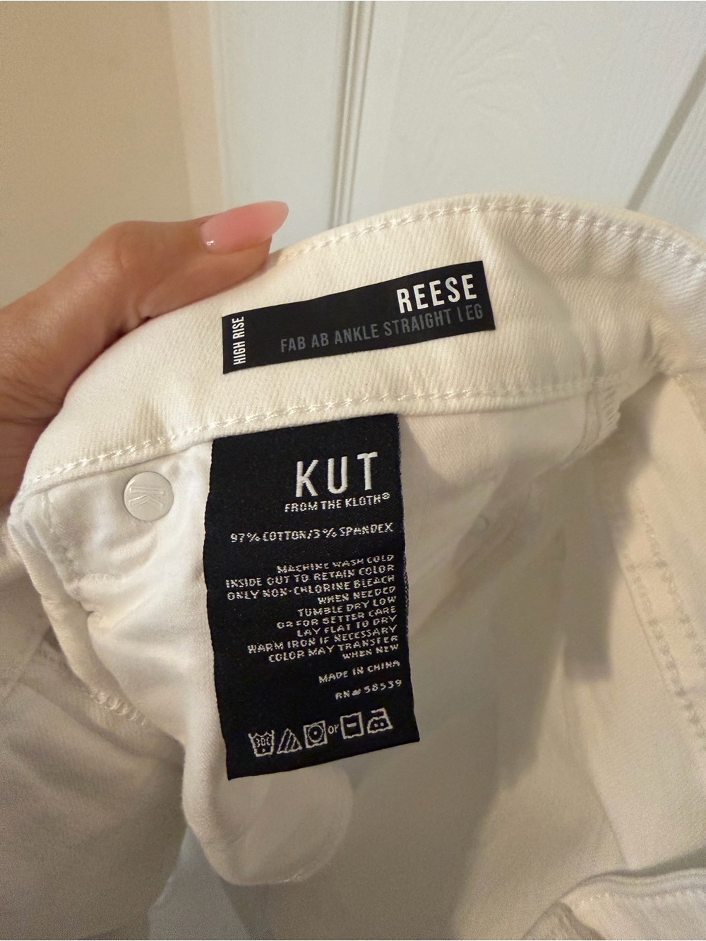 Kut from the Kloth White Distressed Ankle Jeans for Women - Picture 4 of 8